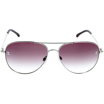 CHANEL 4189TQ Aviator Titanium & Calfskin Sunglasses